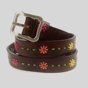 Genuine Leather Dockers Women’s Embroidered Brown Belt